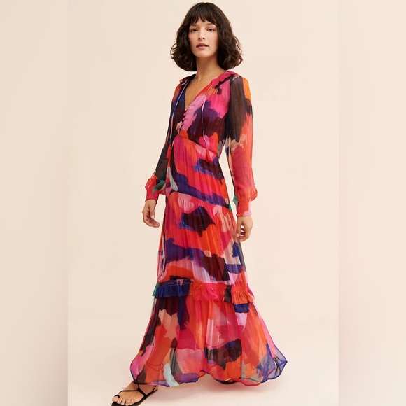Anthropologie Dresses & Skirts - Anthropologie long sleeve floral dress Marais Printed Tiered Maxi